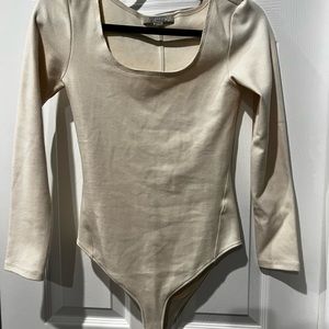All Saints square neck long sleeve body suit, size 6 Cream color *never worn*